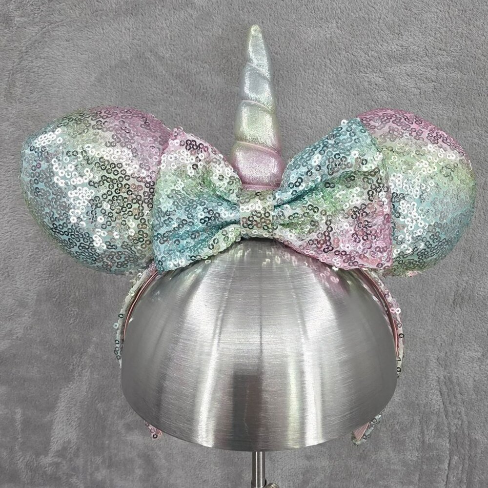 Disney Minnie Mouse Unicorn Ears Cat Headband Bundle Colorful Pink Sequin Kawaii